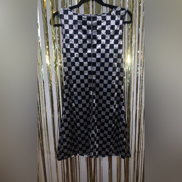 Smak Parlour Checkerboard Art Department Velvet Mini Shift Dress (DISCONTINUED) - Picture 3 of 5